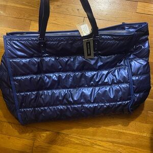 Navy Blue Quilted Tote Bag